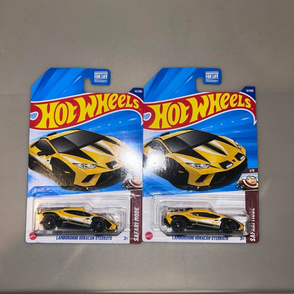 Hot Wheels Lamborghini Huracan Sterrato Safari Yellow Diecast 2 Car Bundle